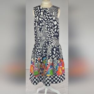 Stella Jean Black and White Dress with Colorful Print